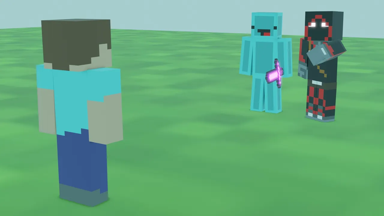 Skeppy and BadBoyHalo confronting Herobrine.